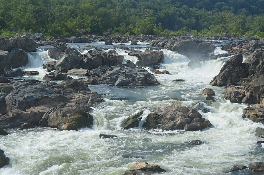 rapids, waterfalls, river, violent, powerful, nature, landscape HD wallpaper