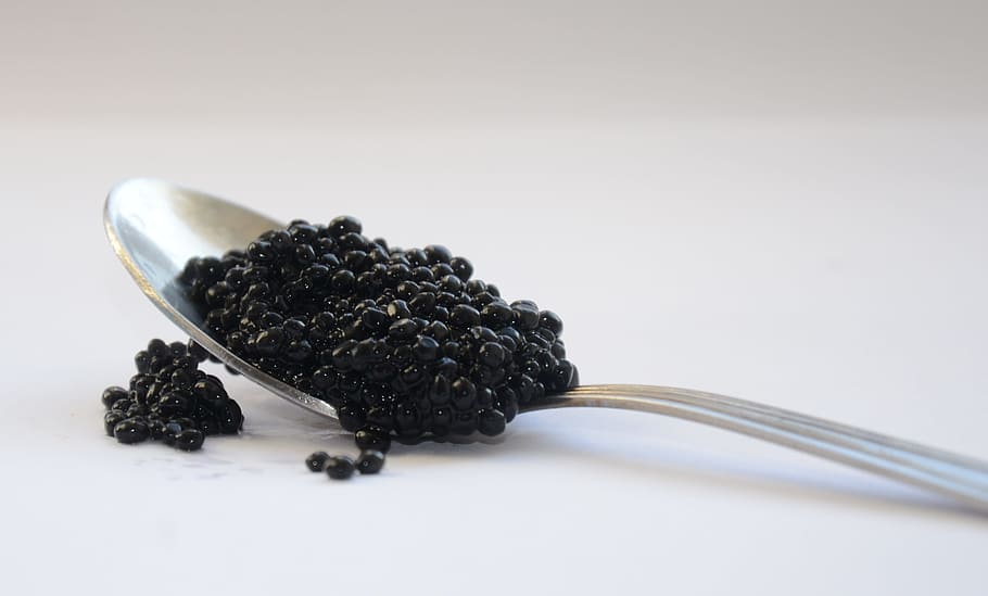 black beans on spoon, Black Caviar, Cup, Plate, food, breakfast HD wallpaper