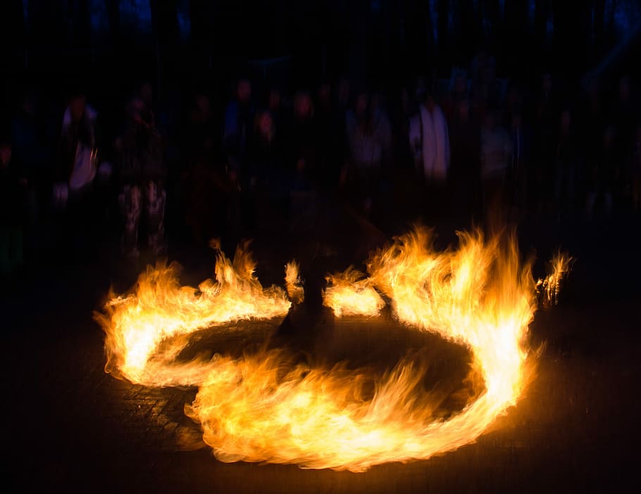 Fire, Fire, Show, Flame, fire show, heat - temperature, burning HD wallpaper