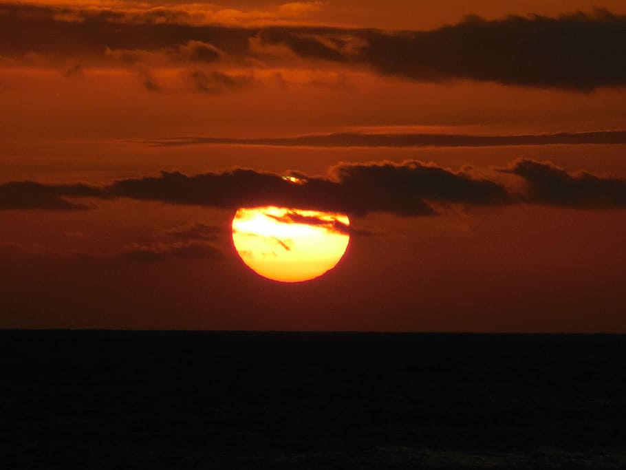 Sunset, Sea, Clouds, Skies, Filter, sky, hawaii, glow, sky orange HD wallpaper
