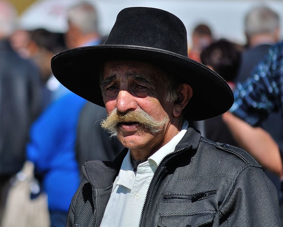 man wearing cowboy hat and jacket, Old, Hat, Portrait, Moustache HD wallpaper
