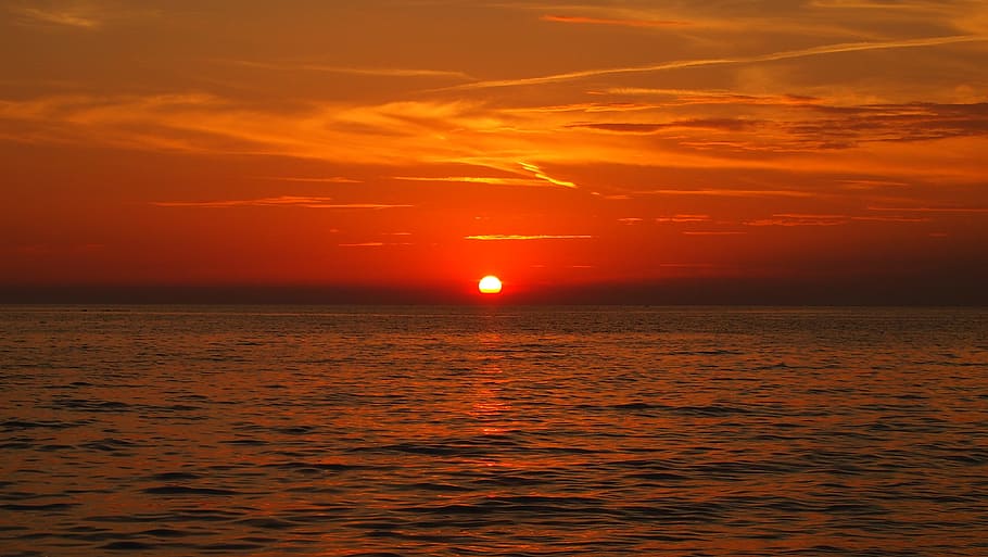 sunset, sky, croatia, the sea separated by a comma, water, beauty in nature HD wallpaper