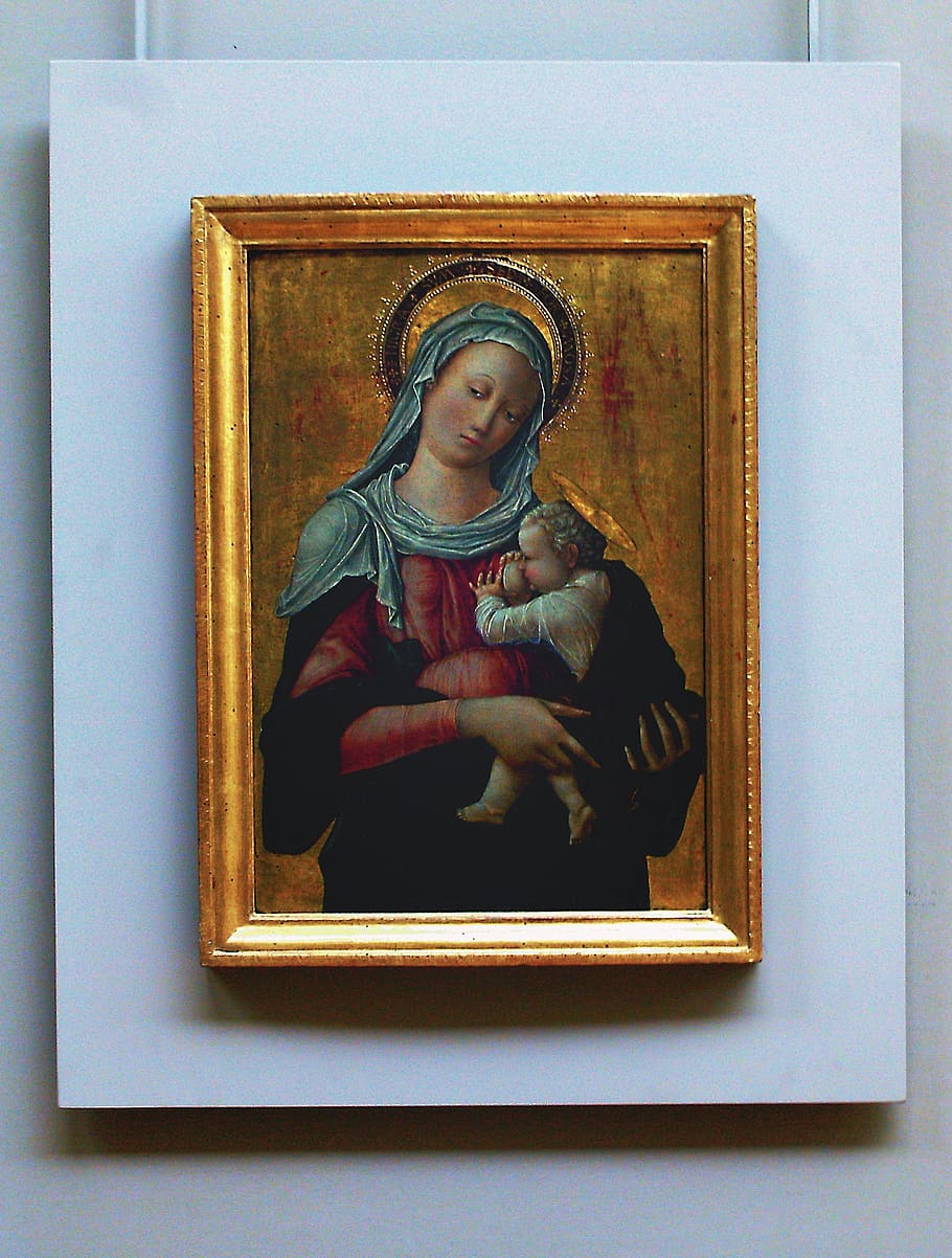 Mother Mary and baby Jesus painting, picture, the art of, the museum, HD wallpaper