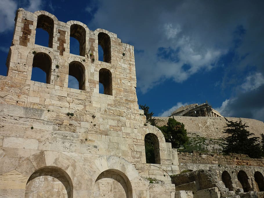 athens, ruins, dyonisos, architecture, history, ancient, famous Place HD wallpaper
