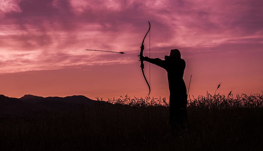 dawn, landscape, sunset, man, accuracy, action, active, activity HD wallpaper