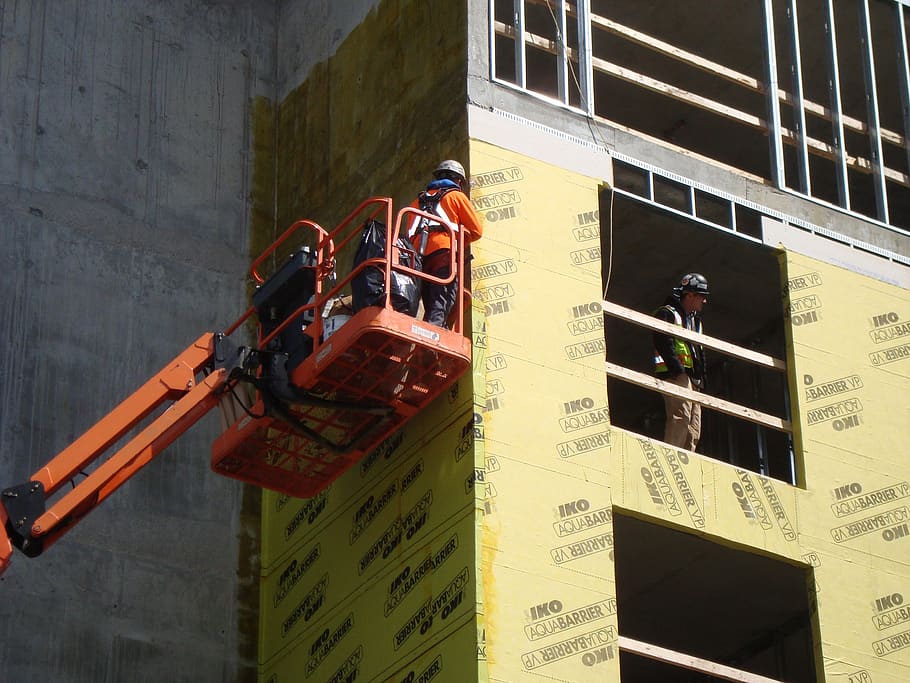 lift, aerial, work, platform, construction, workers, architecture HD wallpaper