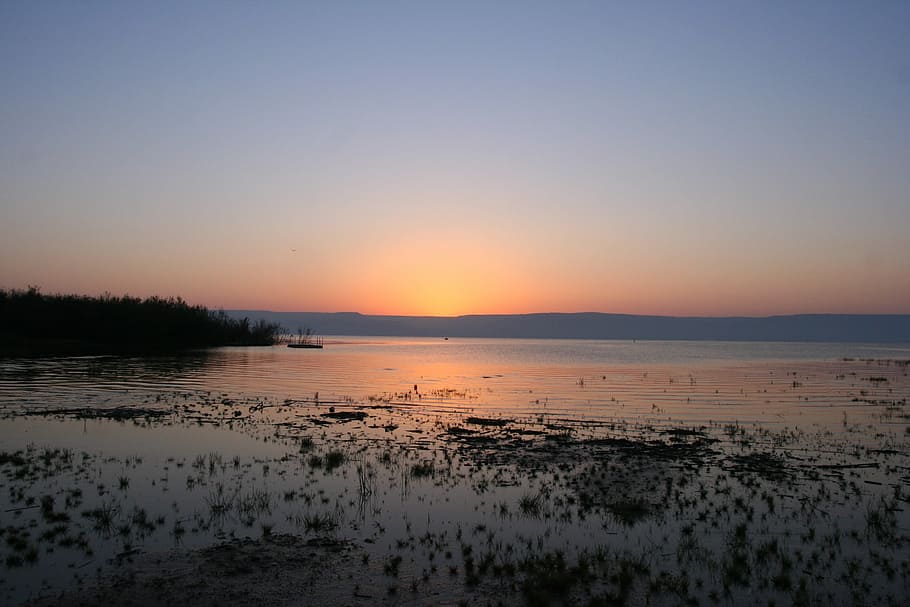 body of water and golden hour, Sunrise, Sea Of Galilee, Lake