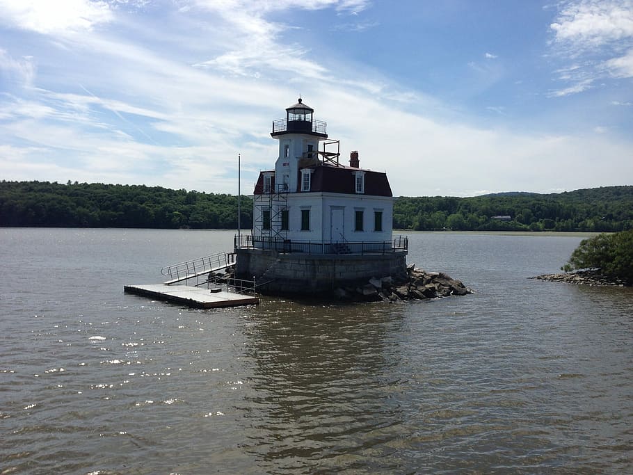 Lighthouse, River, Hudson, Landmark, water, nautical Vessel HD wallpaper