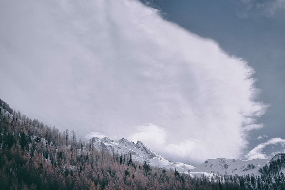 snow covered mountain, snow capped mountain under cloudy sky at daytime HD wallpaper