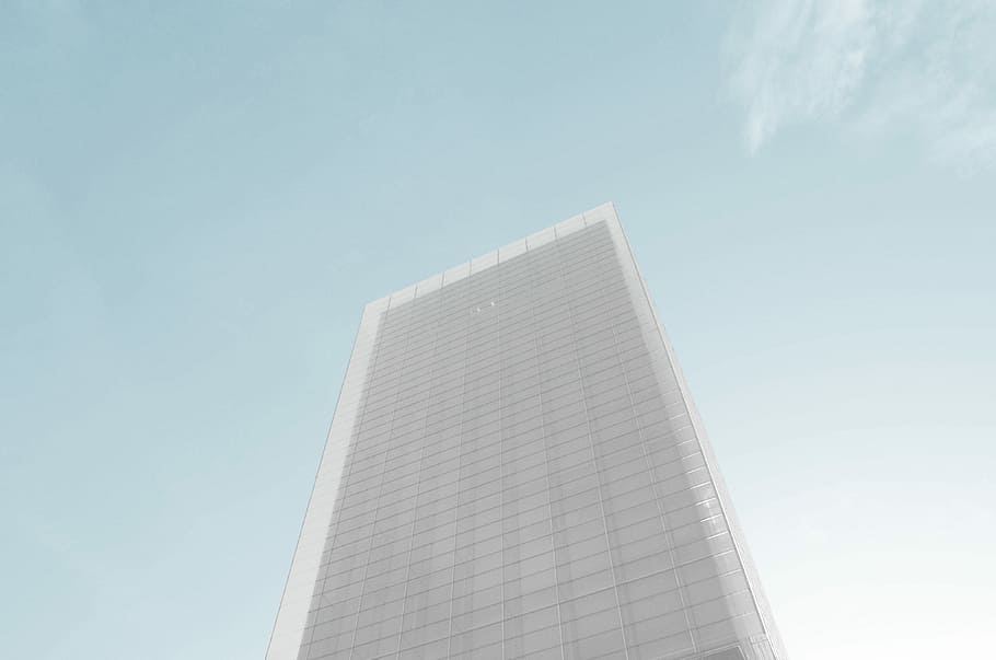 gray high rise building, low angle photography wall curtain building HD wallpaper