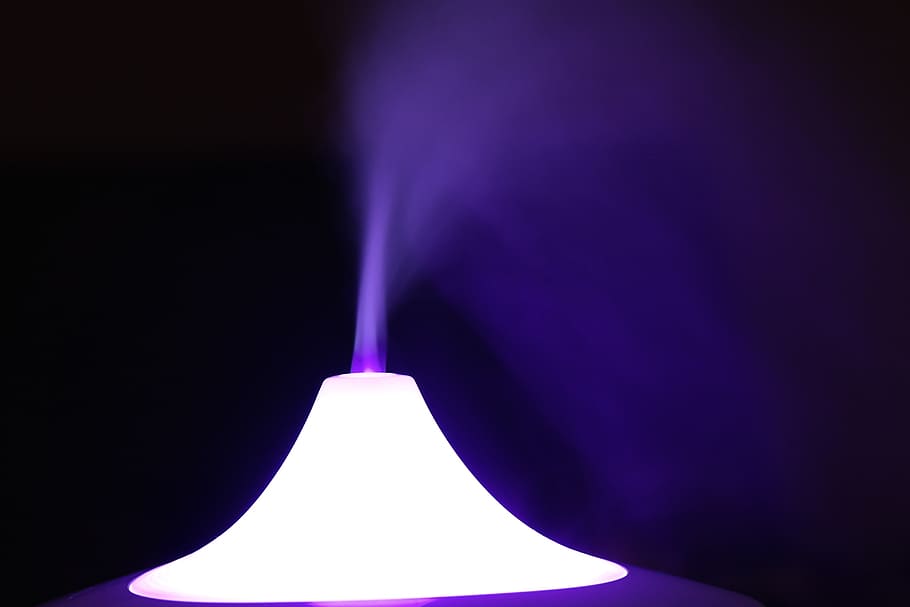purple smoke, light, color, led, humidifier, mood, fragrance lamp