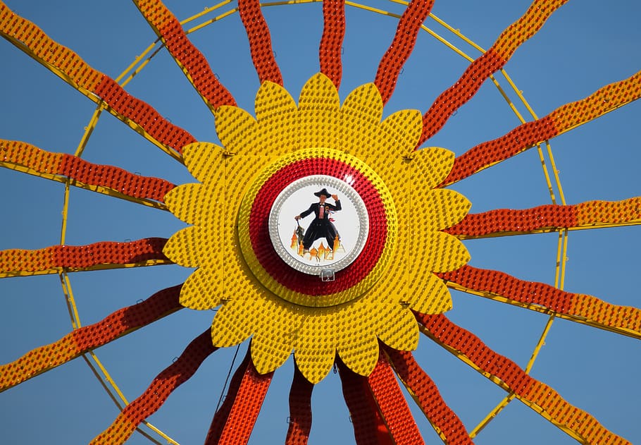ferris wheel, sky, fair, year market, carnies, ride, folk festival, HD wallpaper