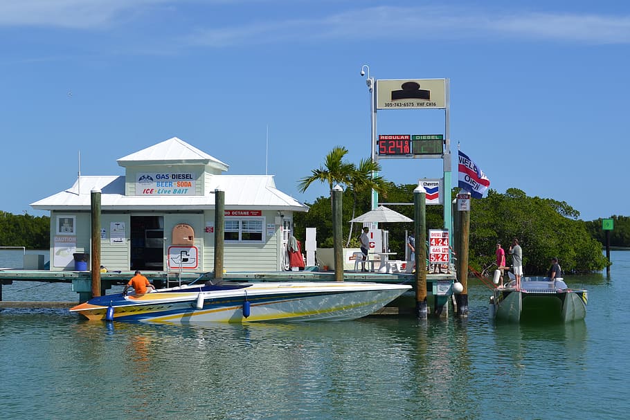 Fuel, Dock, Boat, Nautical, fuel dock, building exterior, transportation HD wallpaper