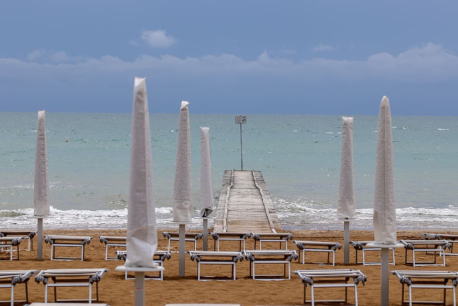 italy jesolo, beach, vacations, sea, coast, water, mediterranean, HD wallpaper