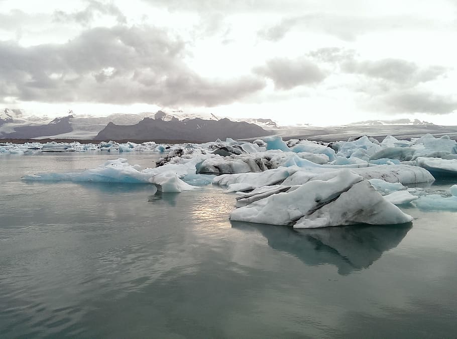 Iceland, Water, Ice, Clouds, Rest, abendstimmung, mirroring HD wallpaper