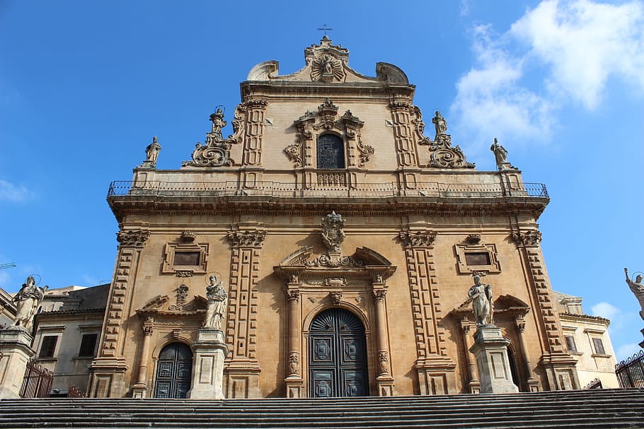 the cathedral of san pietro, edit, sicily, building exterior, HD wallpaper