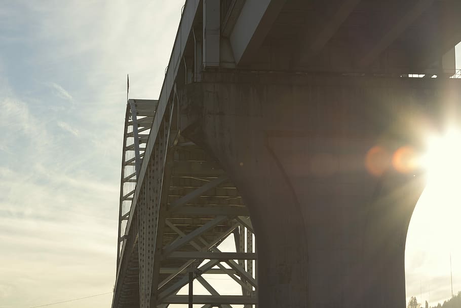 gray bridge, landscape photo of bridge, column, structure, concrete HD wallpaper