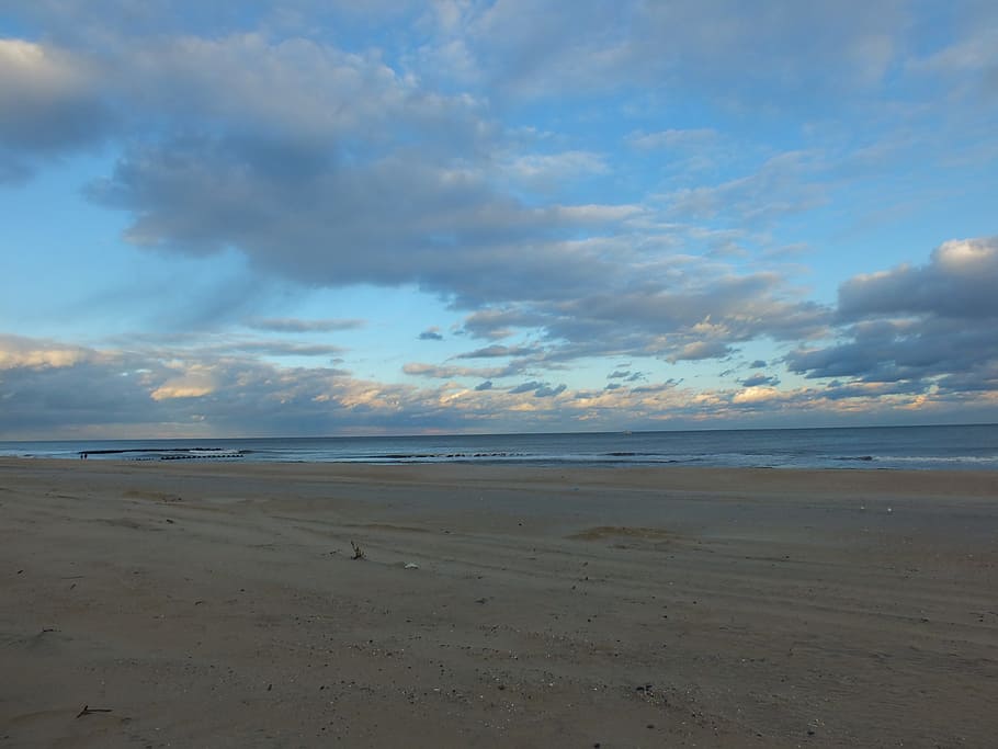 body of water, Beach, Ocean, Atlantic, Sand, sunset, sea, clouds HD wallpaper