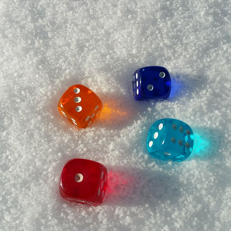 cube, colorful, transparent, snow, luck, lucky dice, background image HD wallpaper