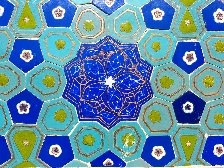 blue and green decor, uzbekistan, mosaic, pattern, artfully HD wallpaper