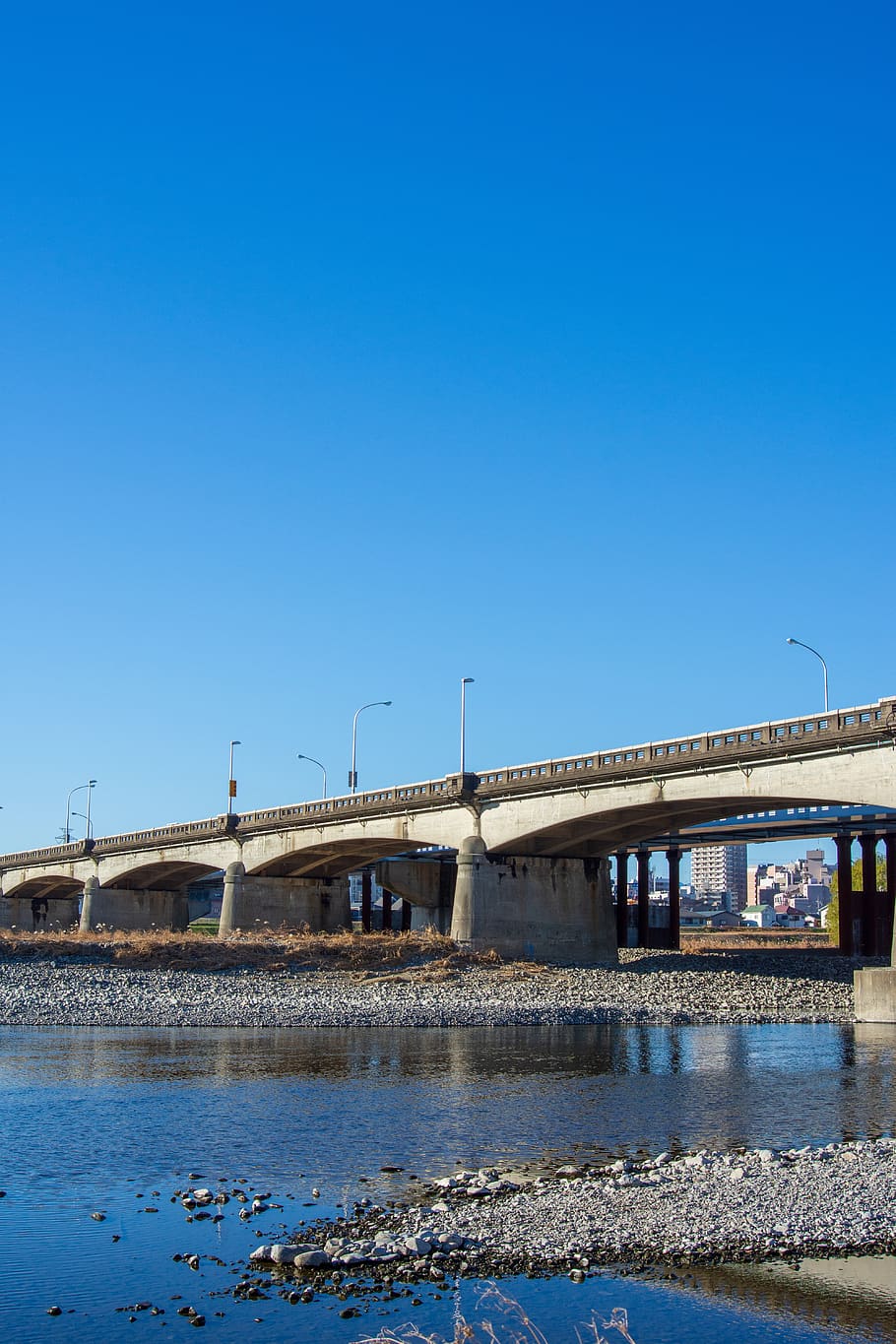 waters, sky, building, river, connection, bridge, built structure HD wallpaper