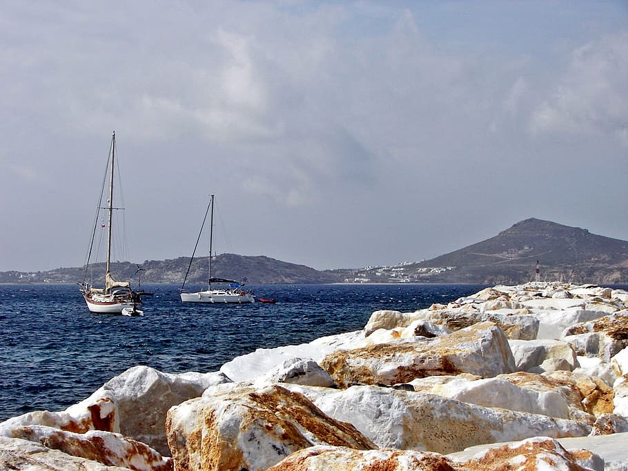 naxos, cyclades, hellas, greece, port, port motifs, sailor HD wallpaper