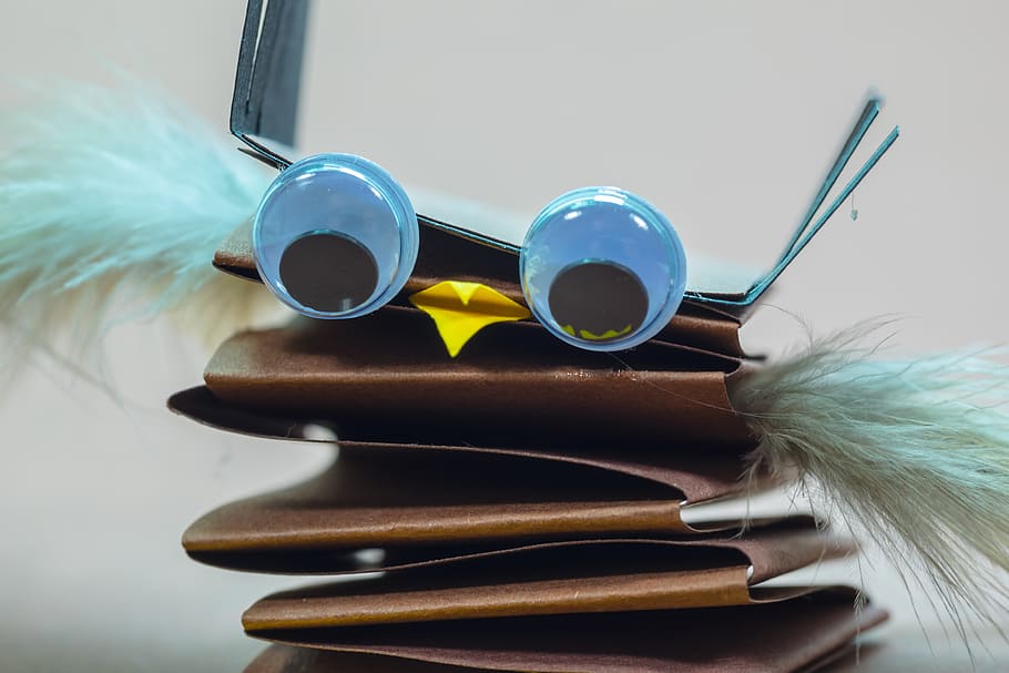 owl, eagle owl, bird, eyes, toys, tinker, handicraft, feather HD wallpaper