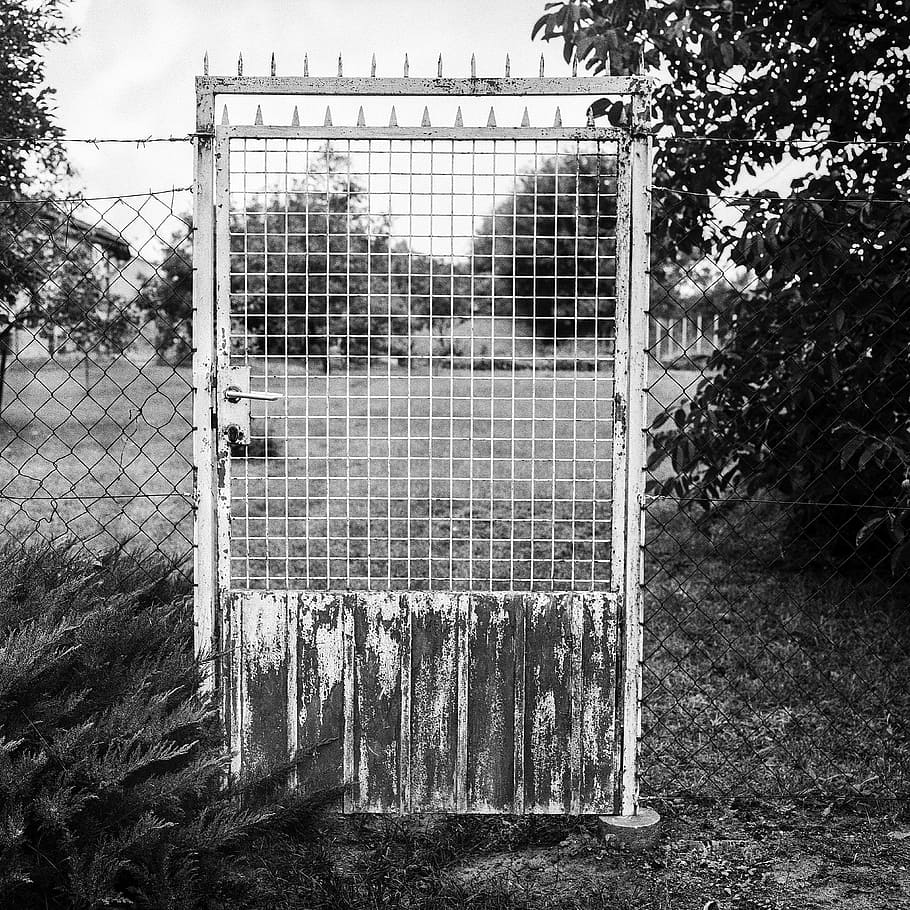 rustic, gate, fence, iron, rural, county, old, door, architecture HD wallpaper