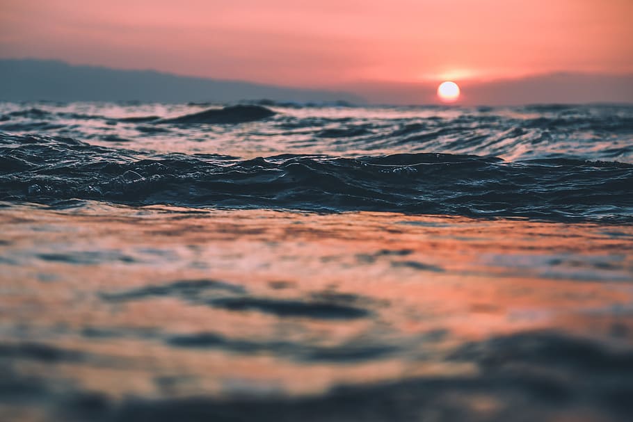 ocean during sunset, Breath., sea, sunrsie, nature, wave, dusk HD wallpaper