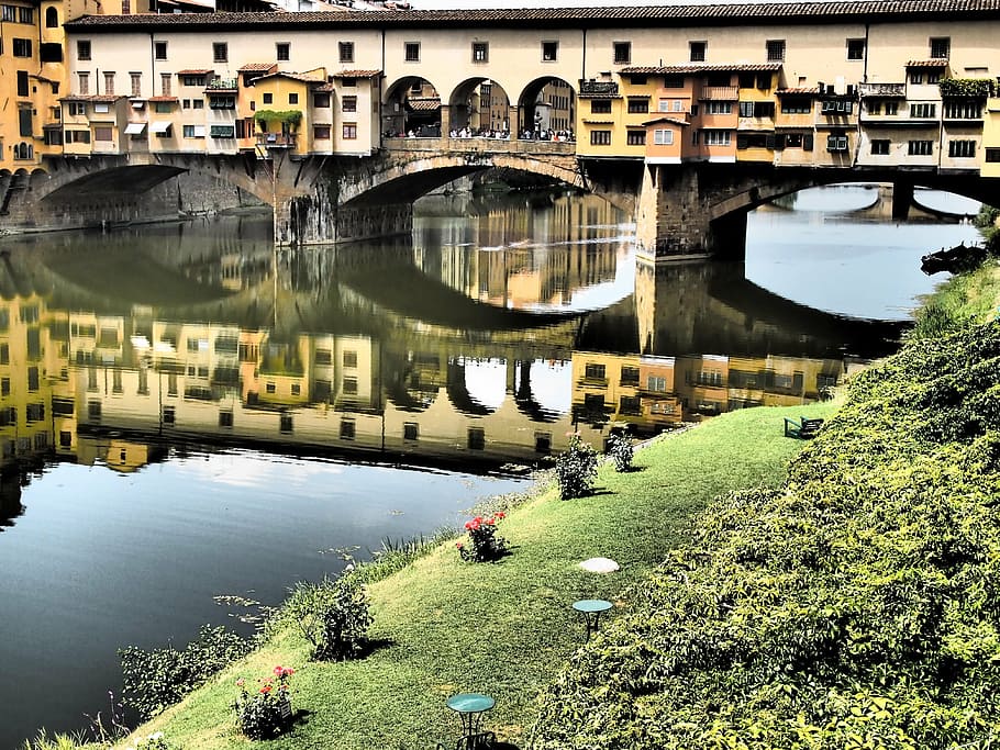 florence, sky, places of interest, river, mirroring, arno, italy, HD wallpaper