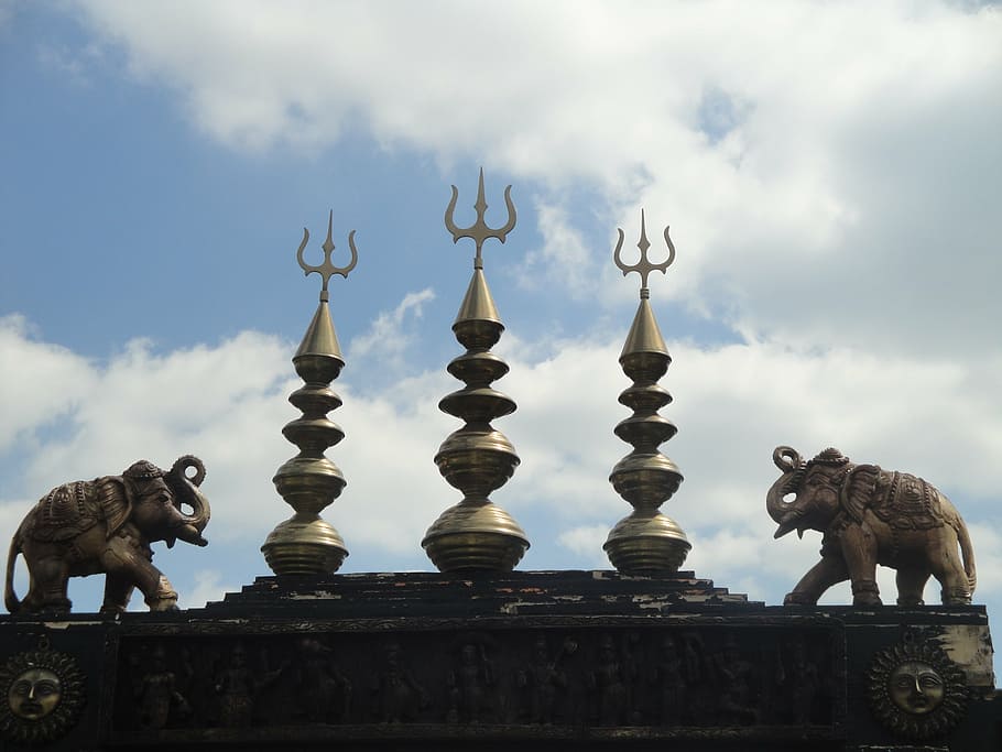 sky, blue, elephants, hindu, animal representation, art and craft HD wallpaper