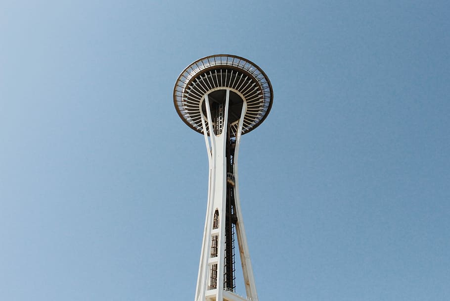Space Needle, Seattle, Space Needle, skyline, sky scraper, blue sky, HD wallpaper