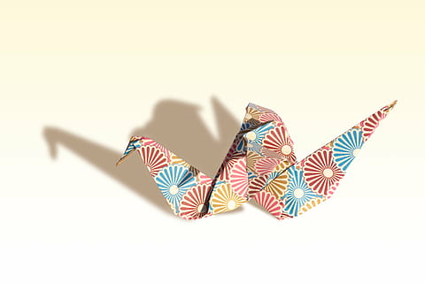 multicolored origami swan, crane, traditionally, fold, geometric body HD wallpaper
