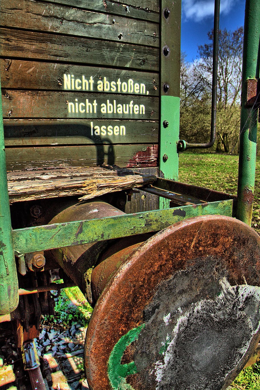 railway, wagon, buffer, rusty, day, wood - material, no people HD wallpaper