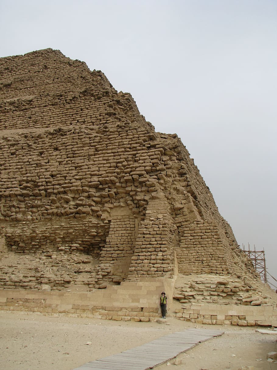 ancient, egypt, stepped, pyramid, stone, blocks, sky, history HD wallpaper