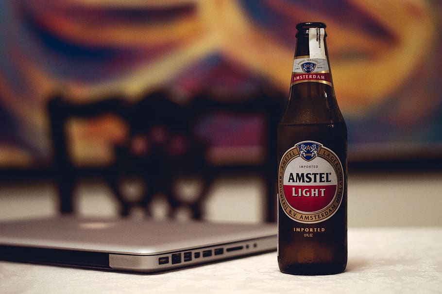 amstel, brewery, beverage, laptop, computer, electronic, text, HD wallpaper