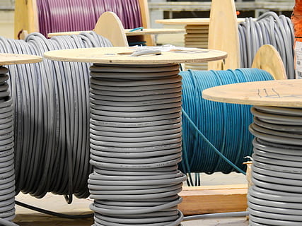 several assorted color cable rolls, lines, cable drum, current HD wallpaper
