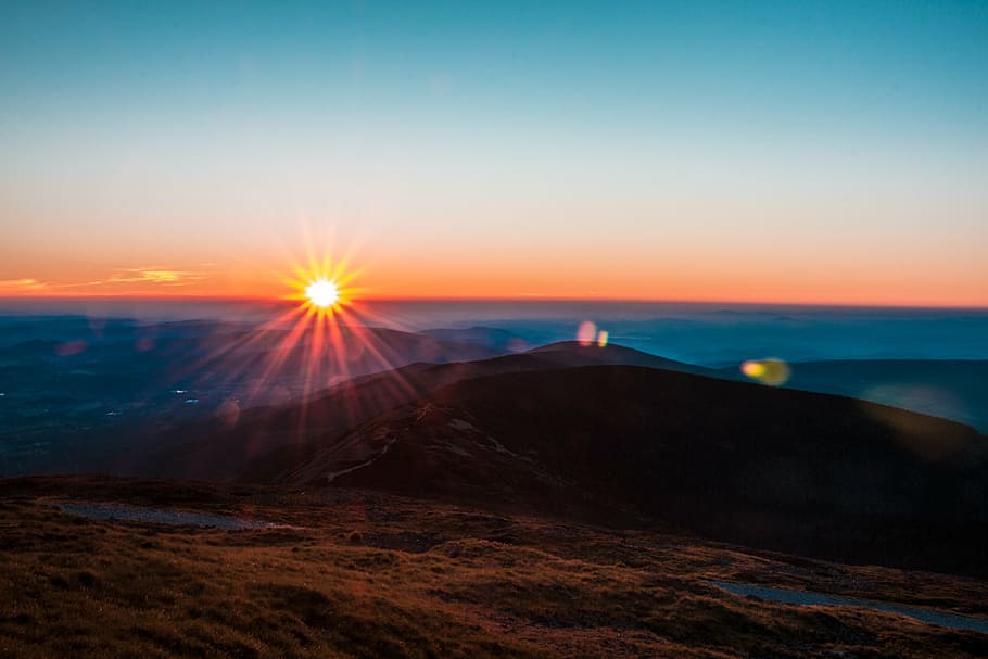 dawn, dusk, landscape, light, mountains, nature, outdoors, sky HD wallpaper