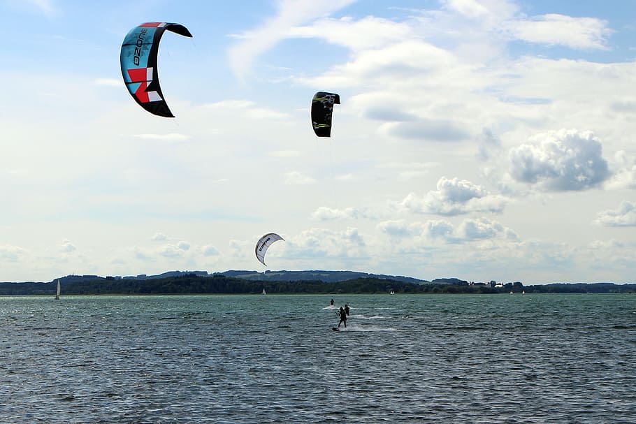 kite surfing, kitesurfing, kitesurfer, sport, water, water sports, HD wallpaper