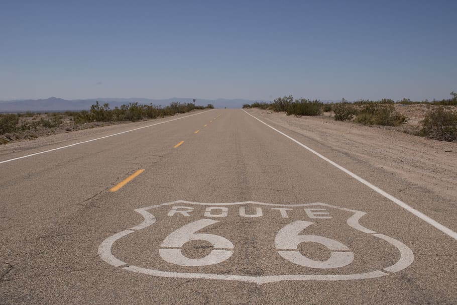Route 66, Road, Highway, Sign, america, usa, travel, symbol, HD wallpaper
