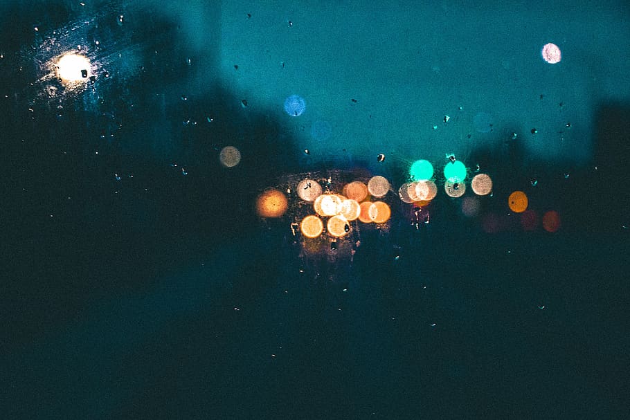 bokeh photograph of orange and green lights, untitled, night HD wallpaper