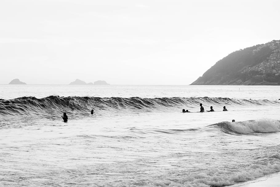 Ipanema, Rio De Janeiro, Brazil, Beach, summer, horizon, black and white, HD wallpaper