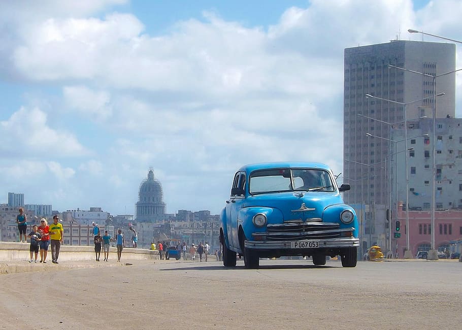 Landscape, Auto, View, Havana, blue, blue sky, urban, incidental people HD wallpaper