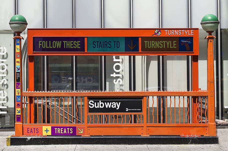 empty Subway facade, subway station, new york, manhattan, metro