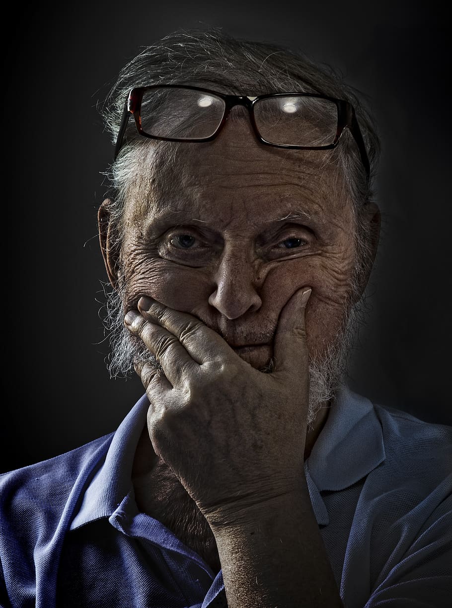 portrait, man, expression, senior, looking, face, people, white HD wallpaper