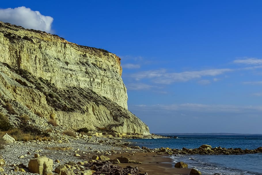 beach, cliffs, sea, coast, landscape, scenic, spectacular, isolated HD wallpaper