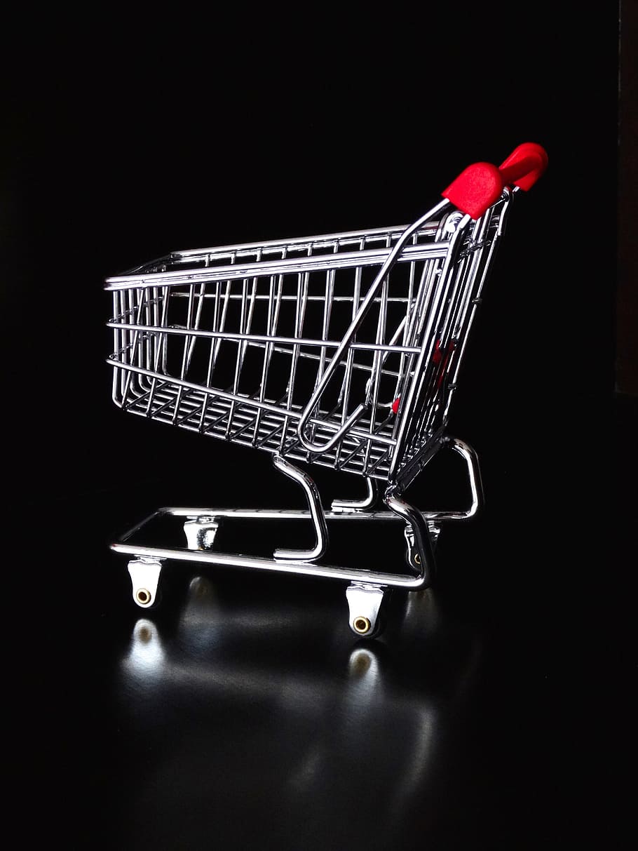 gray and red shopping cart, dare, basket, bassinet, purchasing, HD wallpaper