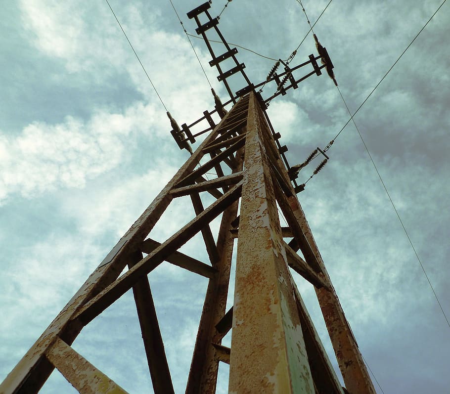 strommast, sky, stainless, electricity, power line, technology HD wallpaper