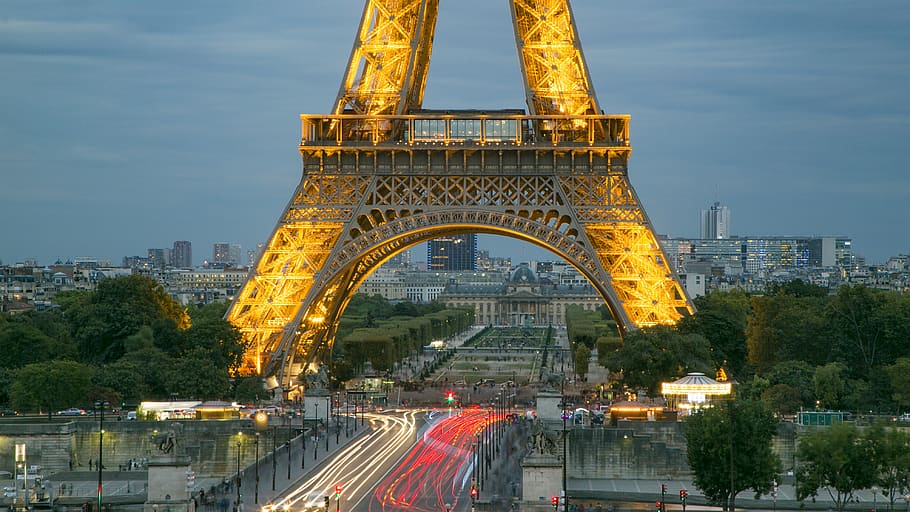 eiffel tower, paris, night view, architecture, built structure HD wallpaper