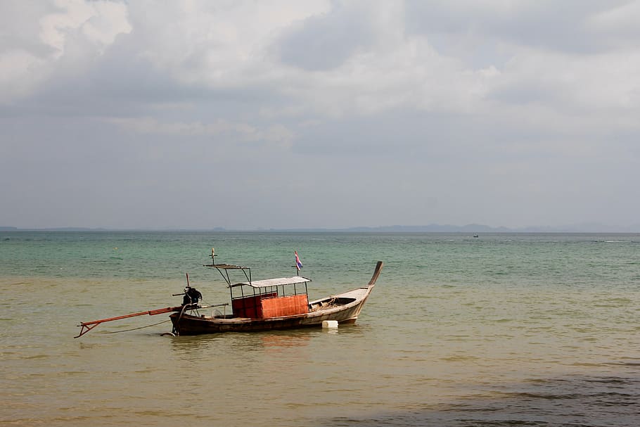 boot, lake, ocean, water, fish, ship, thailand, fishing, nautical vessel HD wallpaper